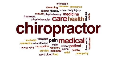 Chiropractor animated word cloud, text design animation. Kinetic typography. Stock Footage 111009053