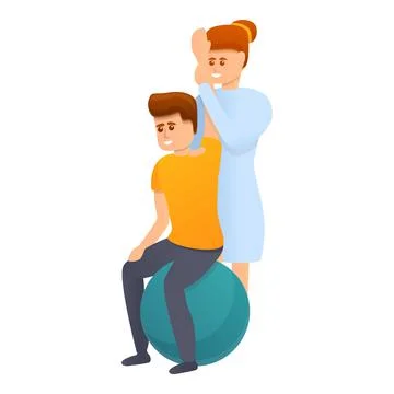 Chiropractor ball exercise icon, cartoon style 스톡 일러스트