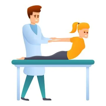 Chiropractor exercise icon, cartoon style Illustrazione stock