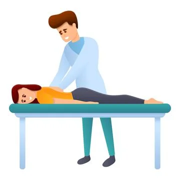 Chiropractor massage treatment icon, cartoon style Stock Illustration