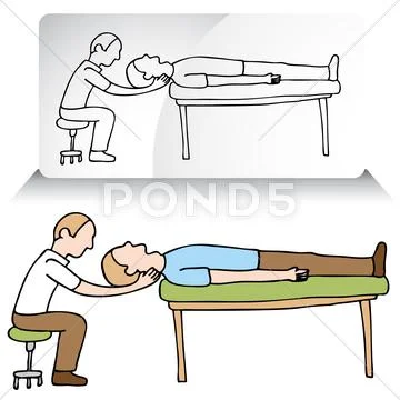 Chiropractor neck adjustment Stock Illustration