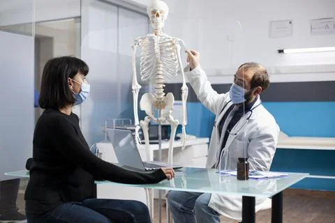 Chiropractor review skeletal structure Stock Photos