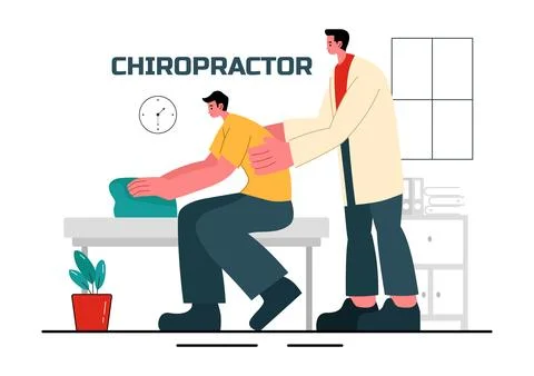 Chiropractor Vector Illustration of a Patient Undergoing Physiotherapy Reha.. Stock Illustration