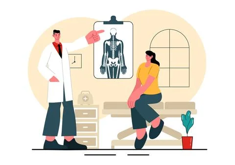 Chiropractor Vector Illustration of a Patient Undergoing Physiotherapy Reha.. Stock Illustration
