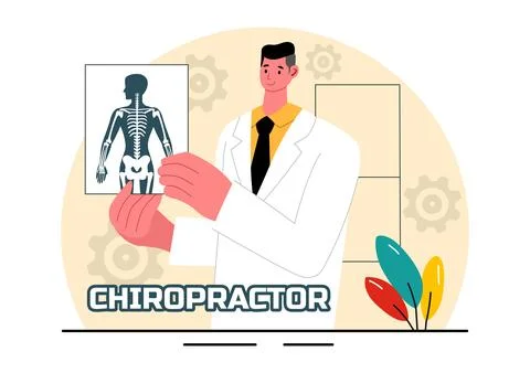 Chiropractor Vector Illustration of a Patient Undergoing Physiotherapy Reha.. Stock Illustration