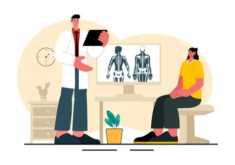Chiropractor Vector Illustration of a Patient Undergoing Physiotherapy Reha.. Stock Illustration
