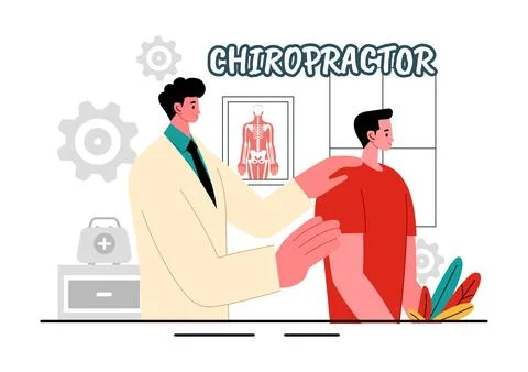 Chiropractor Vector Illustration of a Patient Undergoing Physiotherapy Reha.. Stock Illustration
