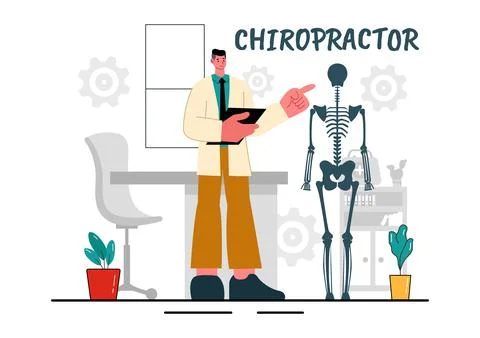 Chiropractor Vector Illustration of a Patient Undergoing Physiotherapy Reha.. Stock Illustration
