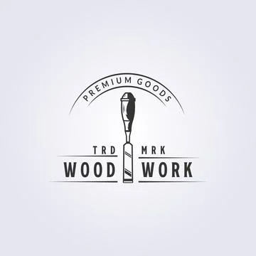 Chisel and carpentry symbol retro style logo vector illustration design Stock Illustration