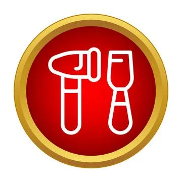 Chisel and hammer tools for carving, woodworking icon Stock Illustration