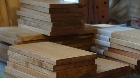 Chisel and small block plane with wood shavings. Carpenter cabinet maker hand Stock Photos