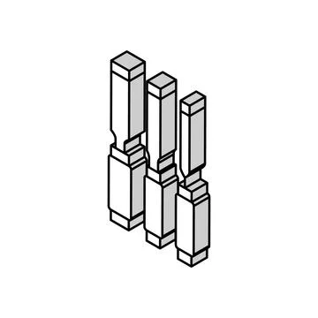 Chisel carpenter tools isometric icon vector illustration Stock Illustration