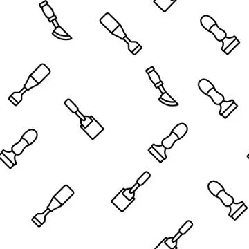 Chisel Carpentry Tool Vector Seamless Pattern Stock Illustration