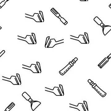 Chisel Carpentry Tool Vector Seamless Pattern Stock Illustration