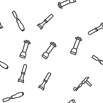 Chisel Carpentry Tool Vector Seamless Pattern Stock Illustration