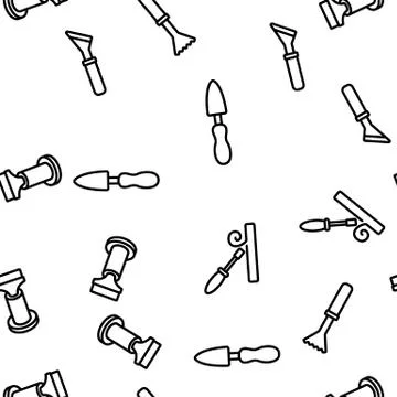 Chisel Carpentry Tool Vector Seamless Pattern Stock Illustration