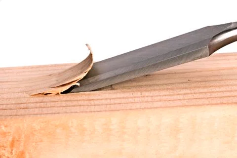 Chisel carving wood Stock Photos