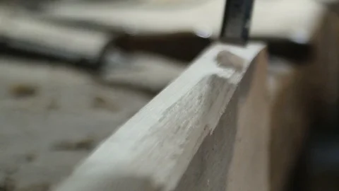 Chisel detail of a carpenter Stock Footage 97453217
