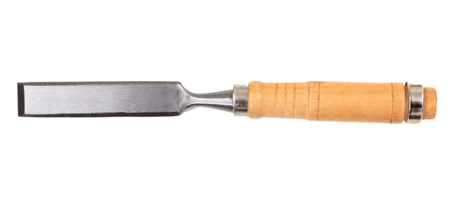 Chisel hand tool isolated on white background, top view Stock Photos