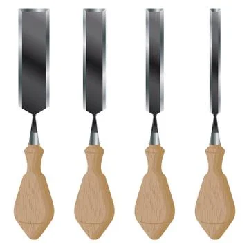 Chisel isolated on white background. Construction with tool. Stock Illustration