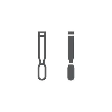 Chisel line and glyph icon, tool and repair, carpenter sign, vector graphics, a Ilustración de archivo