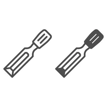 Chisel line and solid icon, construction tools concept, carpenter chisel vector Illustrazione stock