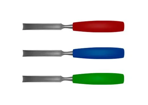 The chisel is semicircular on a tree.Chisel in the vector isolated on a white ba Stock Illustration