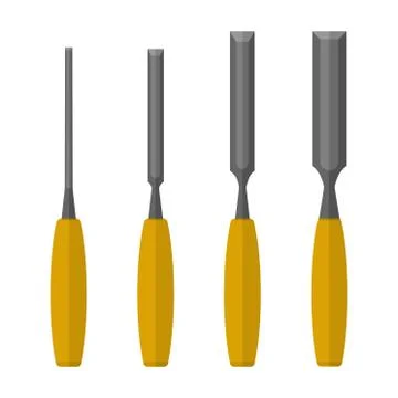 Chisel set tools vector flat illustration Stock Illustration