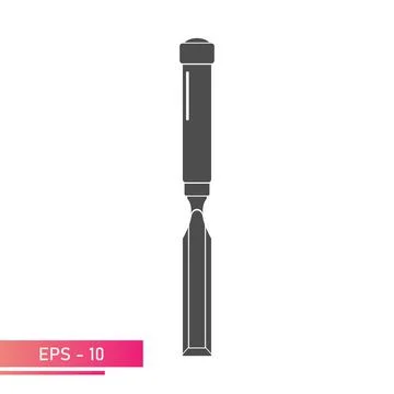 Chisel in a single-color version, icon. On a white background. Tools for Stock Illustration