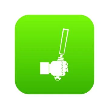 Chisel tool in man hend icon digital green イラスト素材