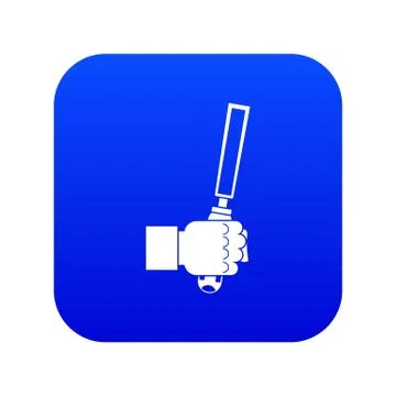 Chisel tool in man hend icon digital blue イラスト素材