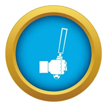 Chisel tool in man hend icon blue vector isolated Stock Illustration