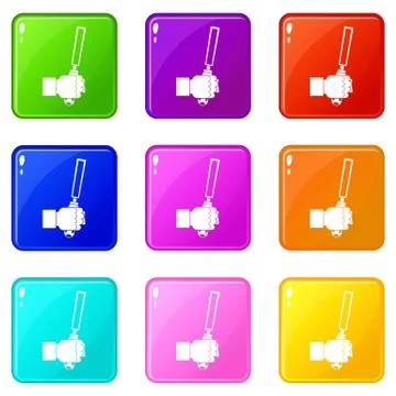 Chisel tool in man hend set 9 Stock Illustration