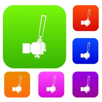 Chisel tool in man hend set color collection イラスト素材