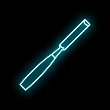 Chisel tool outline creating a neon glowing icon Stock Illustration