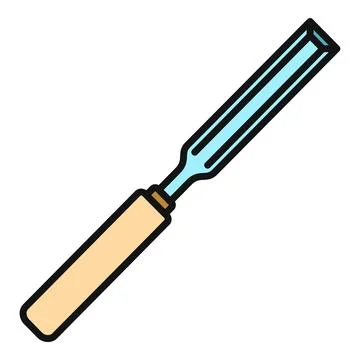 Chisel tool for woodworking and carpentry icon Illustrazione stock