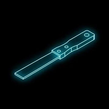 Chisel with wooden handle glowing on dark background Illustration