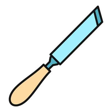 Chisel woodworking hand tool carpenter icon drawing Stock Illustration
