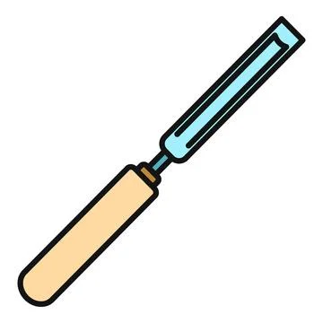 Chisel woodworking tool icon for carpentry crafts Stock Illustration
