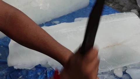 Chiseling Ice Block Video stock 340654210
