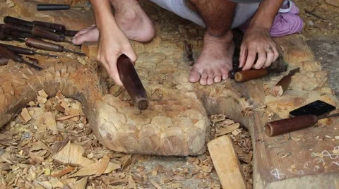 Chiseling Wood Stock Footage 67829623