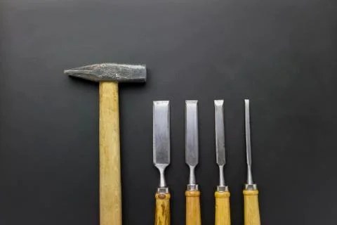 Chisels and hammer Stock Photos
