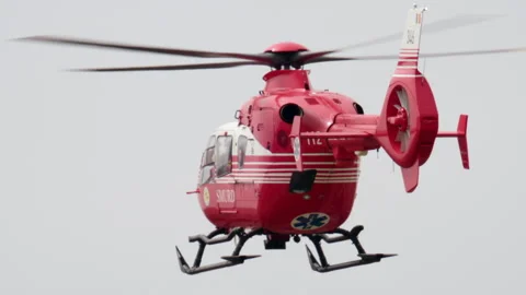 Chisinau, Moldova - May 10, 2026: Close up footage of a red air ambulance Stock Footage 336732553