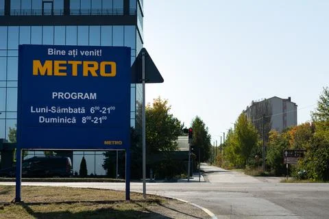 Chisinau, Moldova - October 10, 2021: Signboard of Metro Cash Carry with sche Stock Photos