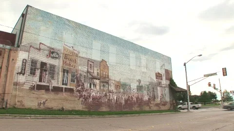 Chisolm trail mural 스톡 동영상 537488