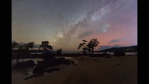 Chitappu Beach Night Magic – Milky Way Over the Ocean Stock Footage 322562867