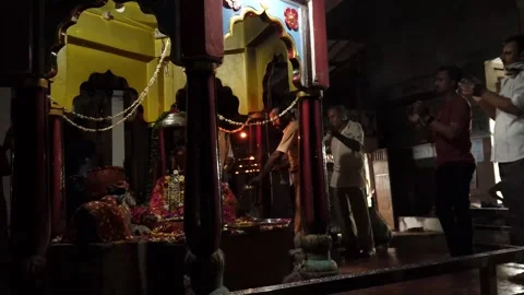 Chitrakoot- Jul 24, 2024: Devotees are singing hymns around the temple at night Stock Footage 281493183