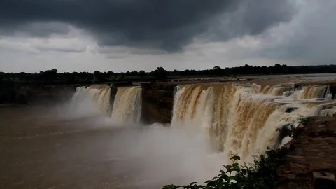The Chitrakoot natural waterfall Stock Footage 80780318