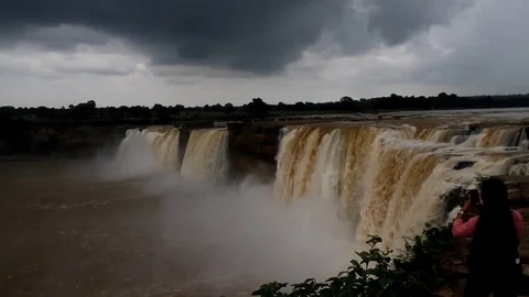 The Chitrakoot natural waterfall Stock Footage 80782556