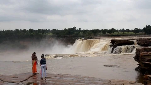 The Chitrakoot natural waterfall Stock Footage 80787000